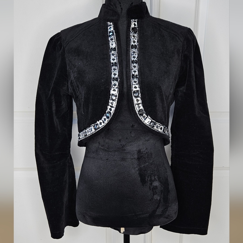 Dolled Up Black Velour Crop Blazer